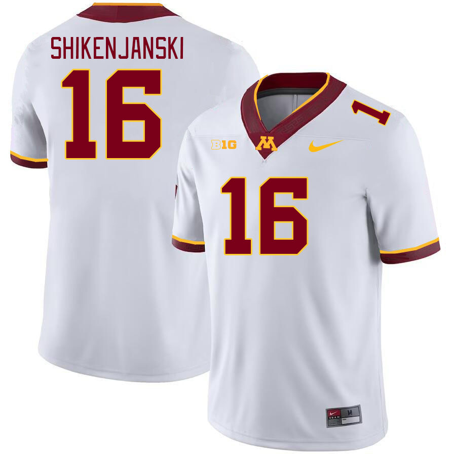 Men #16 Max Shikenjanski Minnesota Golden Gophers College Football Jerseys Stitched Sale-White - Click Image to Close